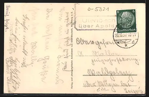 AK Utenbach, Pfarre, Partie an der Schule, Kolonialwarenhdlg. Kl. Krähmer & Kirche