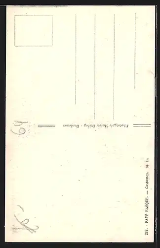 AK Baske mit Pelota-Schläger nebst Gattin