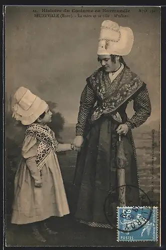 AK Beuzeville /Normandie, La mère et sa fille: M`m`ner