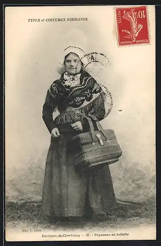 AK Cherbourg /Normandie, Paysanne en toilette