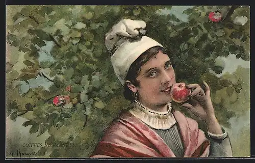 AK Coiffes Normande, Wasserträgerin in Tracht aus Yvetot