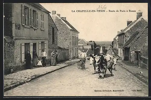 AK La Chapelle-en-Vexin, Route de Paris à Rouen