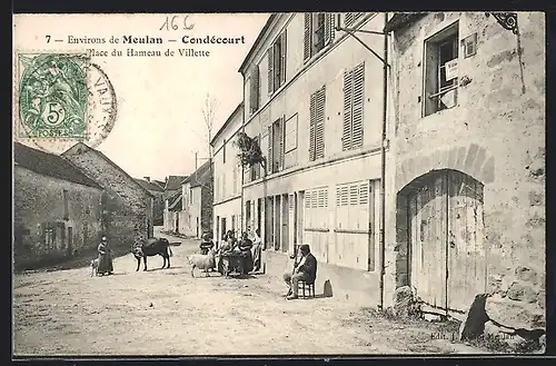 AK Condécourt, Place du Hameau de Villette