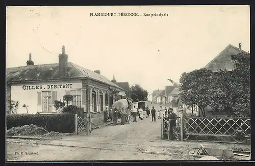 AK Flamicourt-Péronne, Rue principale, Strassenpartie