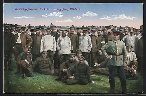 AK Gruppenbild kriegsgefangene Russen im Kriegsjahr 1914 /15