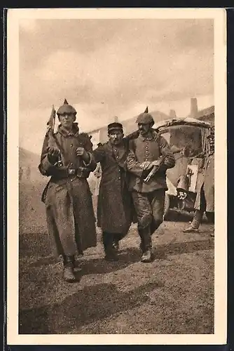 AK Deutsche Barbaren mit einem Kriegsgefangenen