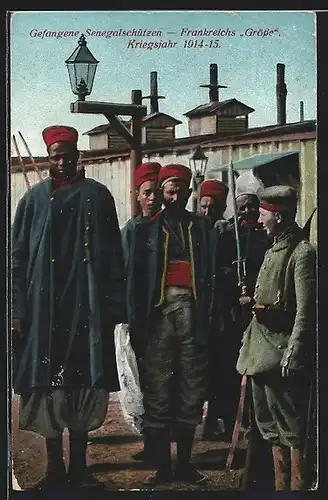 AK Gefangene Senegalschützen, Frankreichs Grösse, Kriegsjahr 1914-15