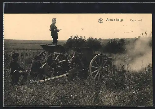 AK Armée belge, Pièce, fau!, Feuerndes belgisches Geschütz