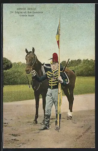 AK 3ième Régiment des Lanciers, Grande tenue, Armée Belge