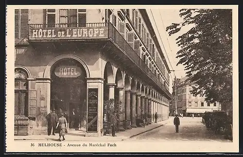 AK Mulhouse, Avenue du Maréchal Foch, Hotel de L`Europe