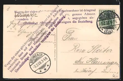 AK Mülhausen, Rathausplatz mit Springbrunnen