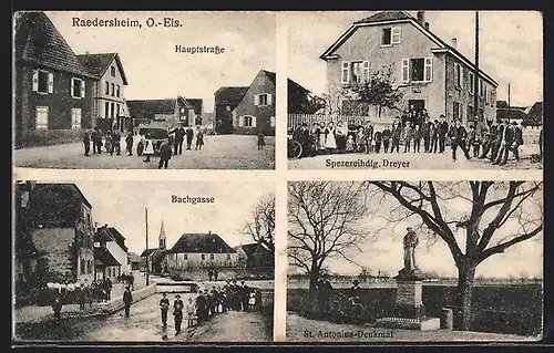 AK Raedersheim, Bachgasse, Spezereihandlung Dreyer, Hauptstrasse