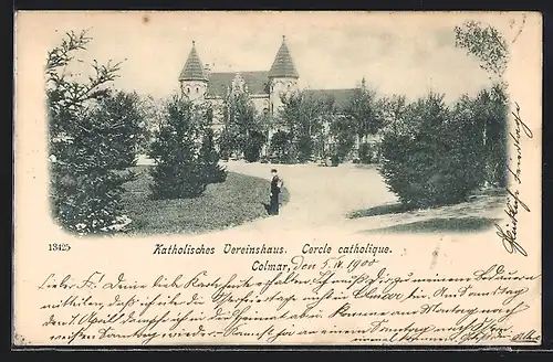 AK Colmar, Katholisches Vereinshaus mit Park