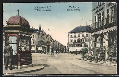 AK Mülhausen / Mulhouse, Wildemannstrasse, Rue du Sauvage