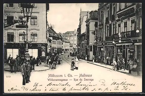AK Mülhausen / Mulhouse, Wildemannsgasse / Rue du Sauvage