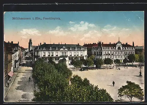 AK Mülhausen im Elsass, Sicht auf den Franklinplatz