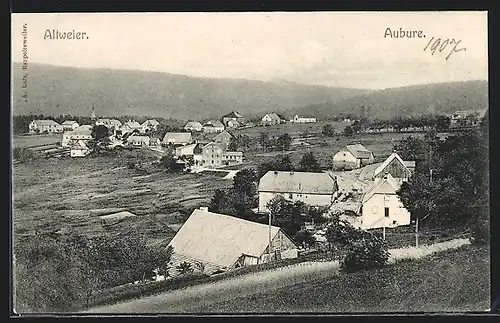 AK Altweier, Ortsansicht mit Gebirge