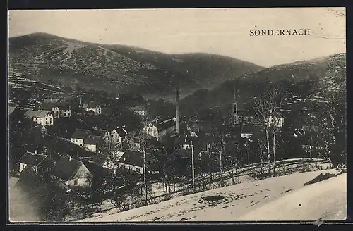 AK Sondernach, Ortsansicht im Winter