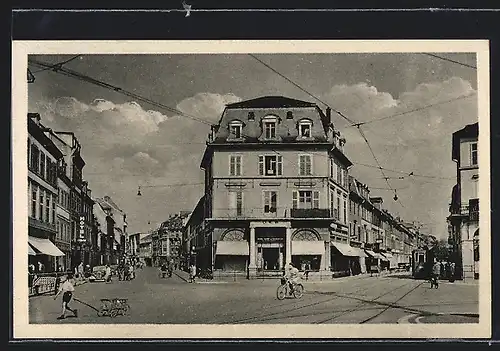 AK Mülhausen, Hermann Göring-Platz mit Strassenbahn