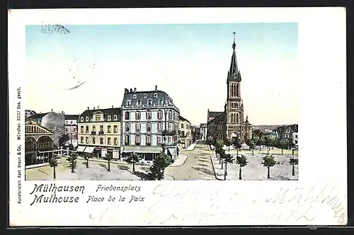 AK Mülhausen, Friedensplatz, Goldapplikationen