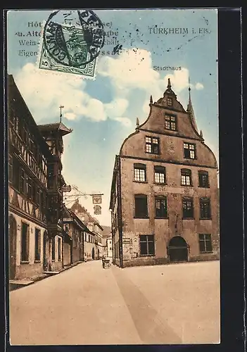 AK Türkheim im Elsass, Hotel Meyer u. Stadthaus