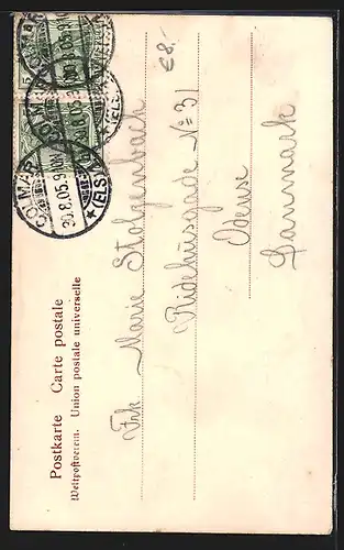 AK Colmar, Langstrasse u. Kirche