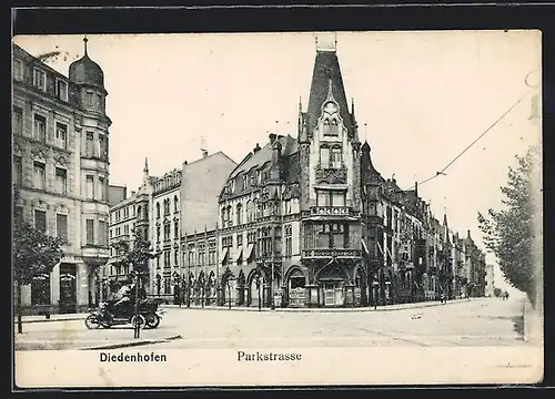 AK Diedenhofen, Parkstrasse mit Auto