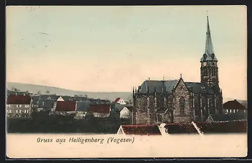 AK Heiligenberg, Teilansicht mit Kirche