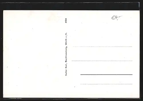 AK Wörth, Ortspartie mit Sauer und Schulgebäude