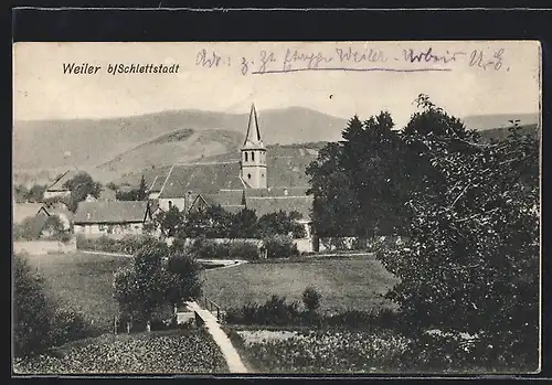 AK Weiler bei Schlettstadt, Gesamtansicht mit Umgebung