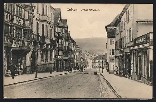 AK Zabern, Hauptstrasse mit alten Häusern