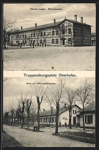 AK Oberhofen, Truppenübungsplatz, Steinbaracke, Post mit Offiziersbaracken