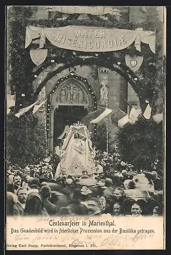 AK Marienthal, Centenarfeier, Gnadenbild wird aus der Basilika getragen