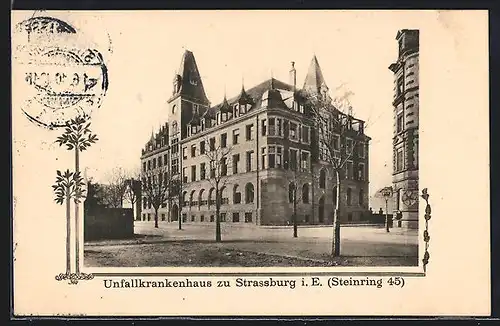 AK Strassburg, Unfallkrankenhaus Steinring 45, mit Strasse