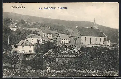 AK La Baroche, Ortsansicht mit Kirche und Friedhof
