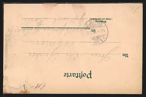 Lithographie Strassburg, Landesausschussgebäude, Landesbibliothek, Strassburgerin