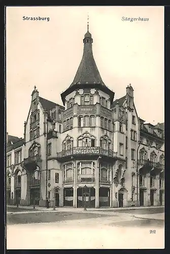 AK Strassburg, Restaurant Sängerhaus mit Strassenkreuzng