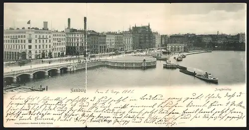 Klapp-AK Hamburg-Neustadt, Panoramablick auf den Jungfernstieg