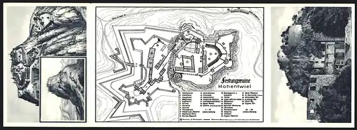 Klapp-AK Hohentwiel, Karte der Festunsruine mit Legende, Gesamtansichten