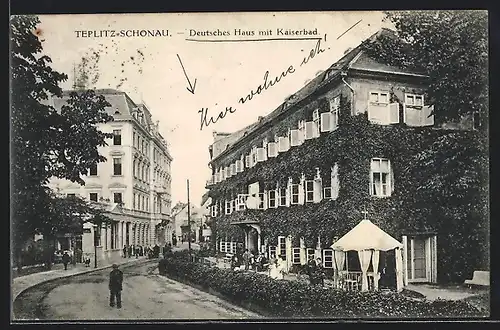 AK Teplitz-Schönau, Deutsches Haus mit Kaiserbad