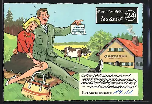 AK Wunsch-Dienstplan: Urlaub, Soldat der Bundeswehr mit Frau