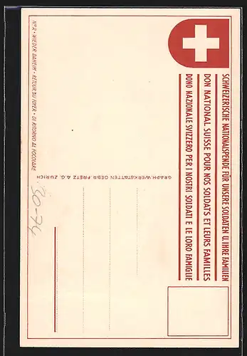 AK Wieder daheim, Vater mit seinen Kindern, Schweizerische Nationalspende für unsere Soldaten