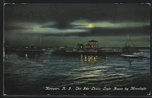 AK Newport, RI, The Ida Lewis Light House by Moonlight