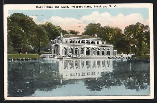 AK Brooklyn, NY, Boat House and Lake, Prospect Park