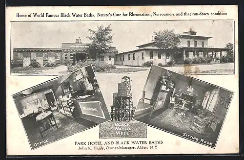 AK Alden, NY, Park Hotel and Black Water Baths, John K. Healy, Owner-Manager