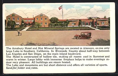AK Elsinore, CA, View of the Amsbury Hotel