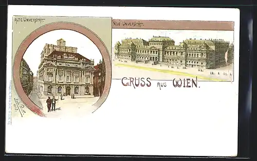 Künstler-AK Erwin Pendl: Wien, Alte und neue Universität