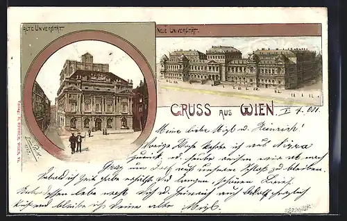 Lithographie Wien, Alte und Neue Universität
