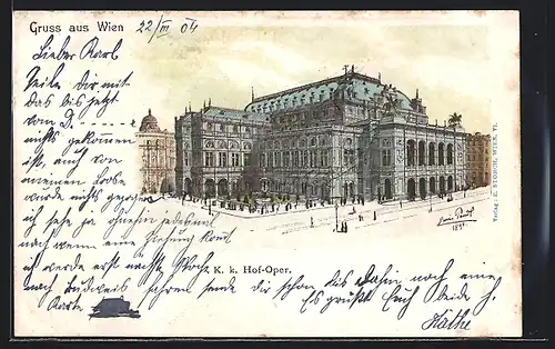 Künstler-AK Wien, Blick auf die K. k. Hof-Oper