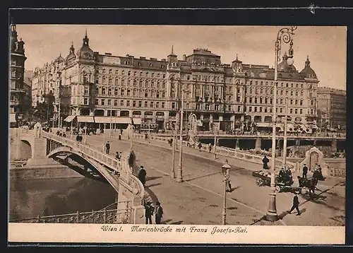 AK Wien, Franz-Josefs-Kai mit Marienbrücke